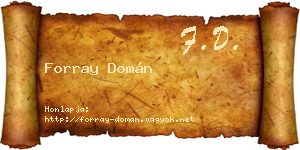 Forray Domán névjegykártya